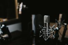 Microphone in a sound studio